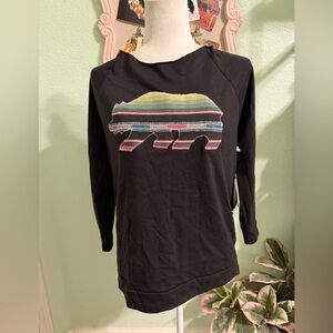 Adiktd Black Boatneck Bear Sweatshirt with Multicolor Stripes